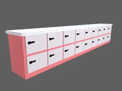 Commercial Lockers Two Row Low-poly 3D model