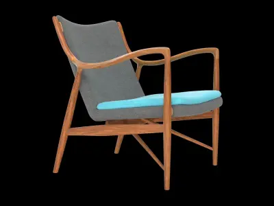 Finn Juhl Nv 45 Chair Fabric Grey  Low-poly 3D model