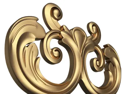Carved Door Handle Decor 04 Low-poly 3D model