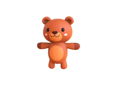 Cartoon Brown Bear 3D model