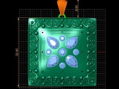 BYZANTINE SQUARE PENDANT 3D PRINTABLE MODEL 3D print model
