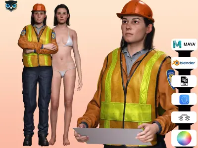 Female Construction Worker Character Model Low-poly 3D model