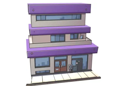 Cartoon Building Low-poly 3D model