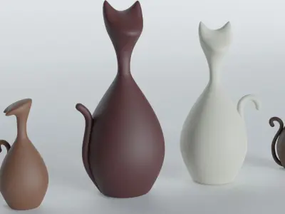 Cat figurines 3D model