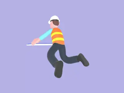 3D Cartoon Male Architect Character - Showing Solar Panel 3D model