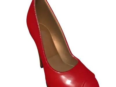 Red High Heel Platform Shoe Low-poly 3D model