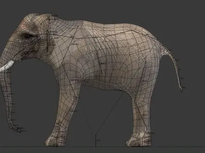 Elephant with tusks Low-poly 3D model shop