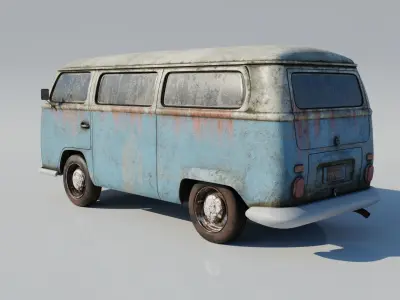 Old rusty Volkswagen Type 2 1978 3D model 3D model