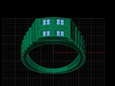 Print Ready STL 3DM  Gents Rings Diamond Men Ring  3D print model 7