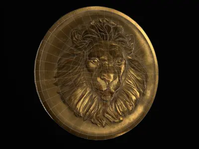 Lion Coin lowpoly PBR and Hipoly asset Low-poly 3D model