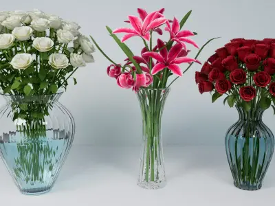 Set of flower bouquets 3D model