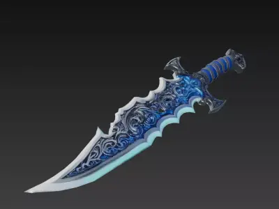 Leviathan Fangblade - Low Poly Stylized Oceanic Sword 10K Low-poly 3D model