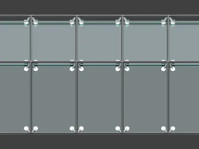 Arched structure wireframe with connections and glass panels 3D model