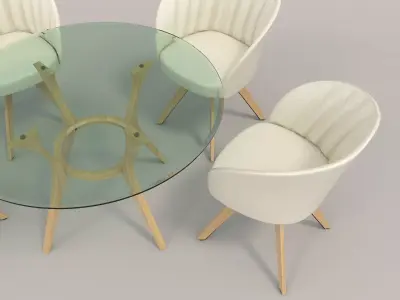 Modern Table and Chair Set 4 3D model