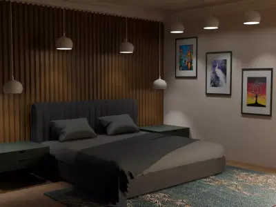 Modern Bedroom  Model Low-poly 3D model