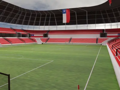 Chile Football Stadium and Interiors Low-poly 3D model