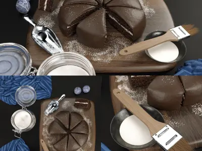 Decorative Kitchen Cake Set 3D model