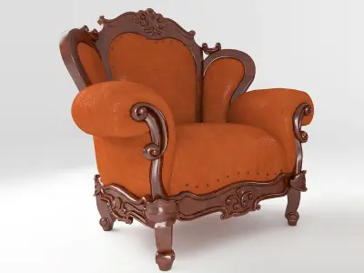 baroqueFurniture victorian sofa set 3D model