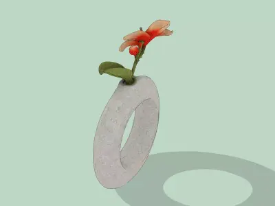 Flower on vase Low-poly 3D model