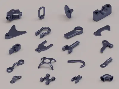 100 elementary industrial parts 3D model