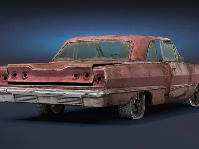 Retro Rusty Car 01 Low-poly 3D model