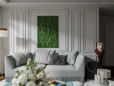 Classic luxury living room scene 3D model