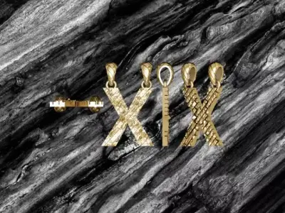 X Letter Alphabet Tiles Texture Pendant 3D Print Model 3D print model