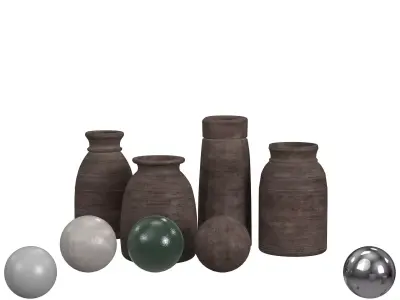 Indian wood vessel collection 3D model