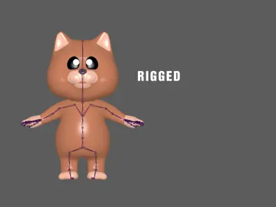High-Quality 3D Cartoon Cat Animated Low-poly 3D model