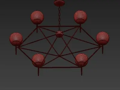 Rowan chandelier with balls hanging from it 3D model