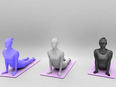 Beautiful young woman stretching 453 Low-poly 3D model