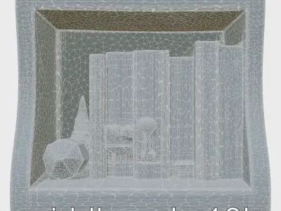 Curved Bookshelf Model with Storybook Collection Low-poly 3D model