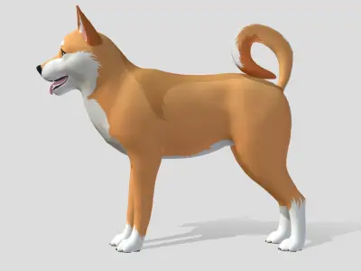 Cartoon Dog - Shiba Inu Low-poly 3D model