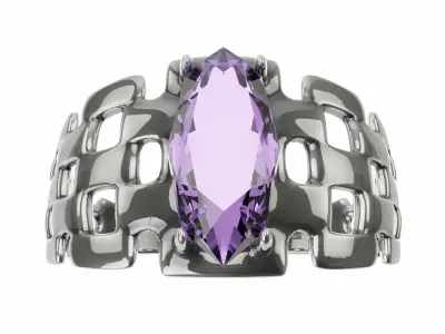 Silver Ring With Weave Pattern 3D model