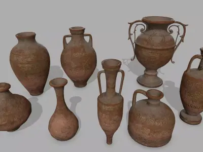 vase set ancient greek Low-poly 3D model