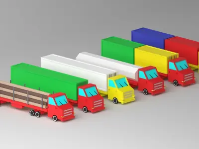 Cartoon Truck Package Low-poly 3D model