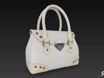 White Elegant Handbag Low-poly 3D model