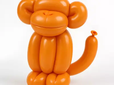 Orange Chimp Monkey Ape Balloon Decoration Props Second Life toy 3D print model