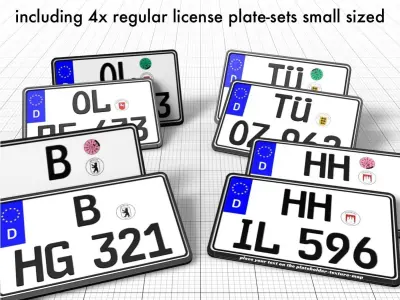 car license plates -ready-to-use- GERMANY Low-poly 3D model
