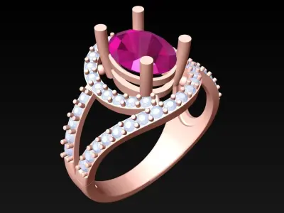 Oval Stone Ring - Womens Rings - GN101 3D print model