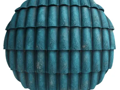 Roof Tile Materials 7- By 3 color Pbr By Sbsar 4k Low-poly 3D model
