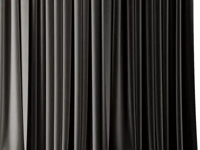 Set of soft grey silk curtains with wrinkles collections 21 HBH Low-poly 3D model