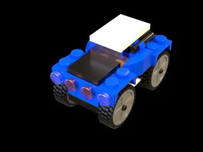 Lego car with assembling animation Free low-poly 3D model