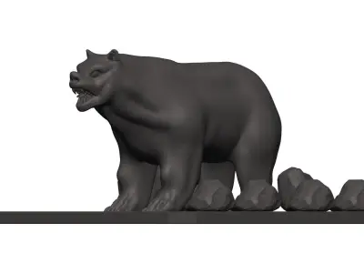 Bearr bear on rocks 3D model