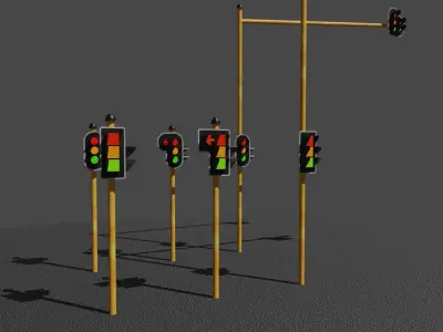Modular Traffic Lights Low-poly 3D model