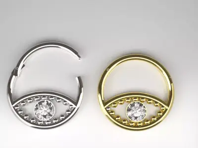 Piercing Segment Eye Hamsa for Ear and Septum Articulation 3D print model