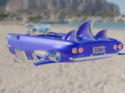 Thundercougarfalconbird toy car on beach 3D print model