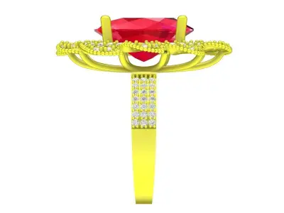 Luxury Oval Halo Gemstone Ring 3D Model  4304 3D print model