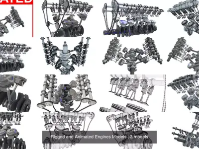 Rigged and Animated Engines Models 3D Model Collection