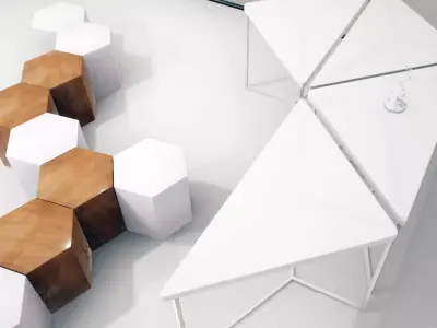 Modular table shelf chair UE4 Low-poly 3D model